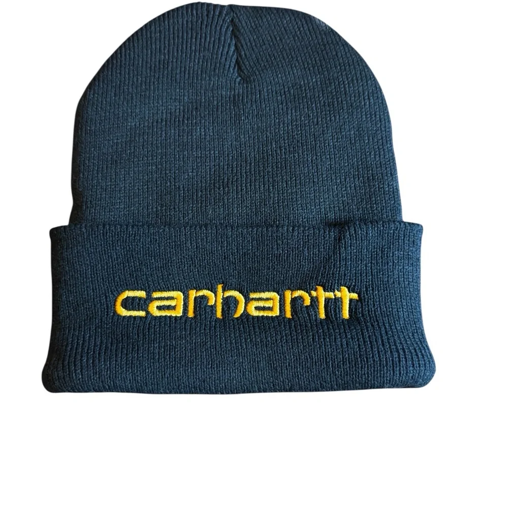 Carhartt Black Knit Insulated Logo Graphic Cuffed Beanie Hat - Picture 3 of 6